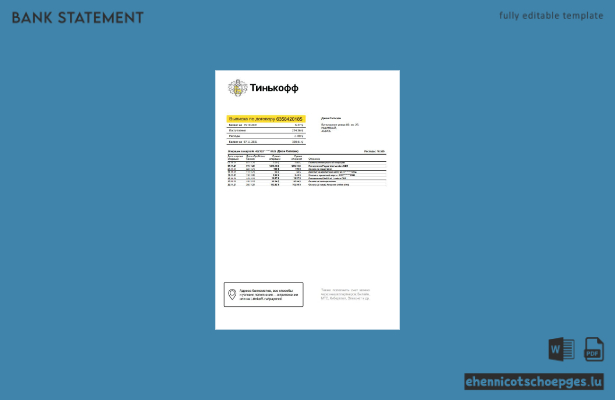 Beispiel für einen Kontoauszug der russischen Tinkoff-Bank (Vorschau)